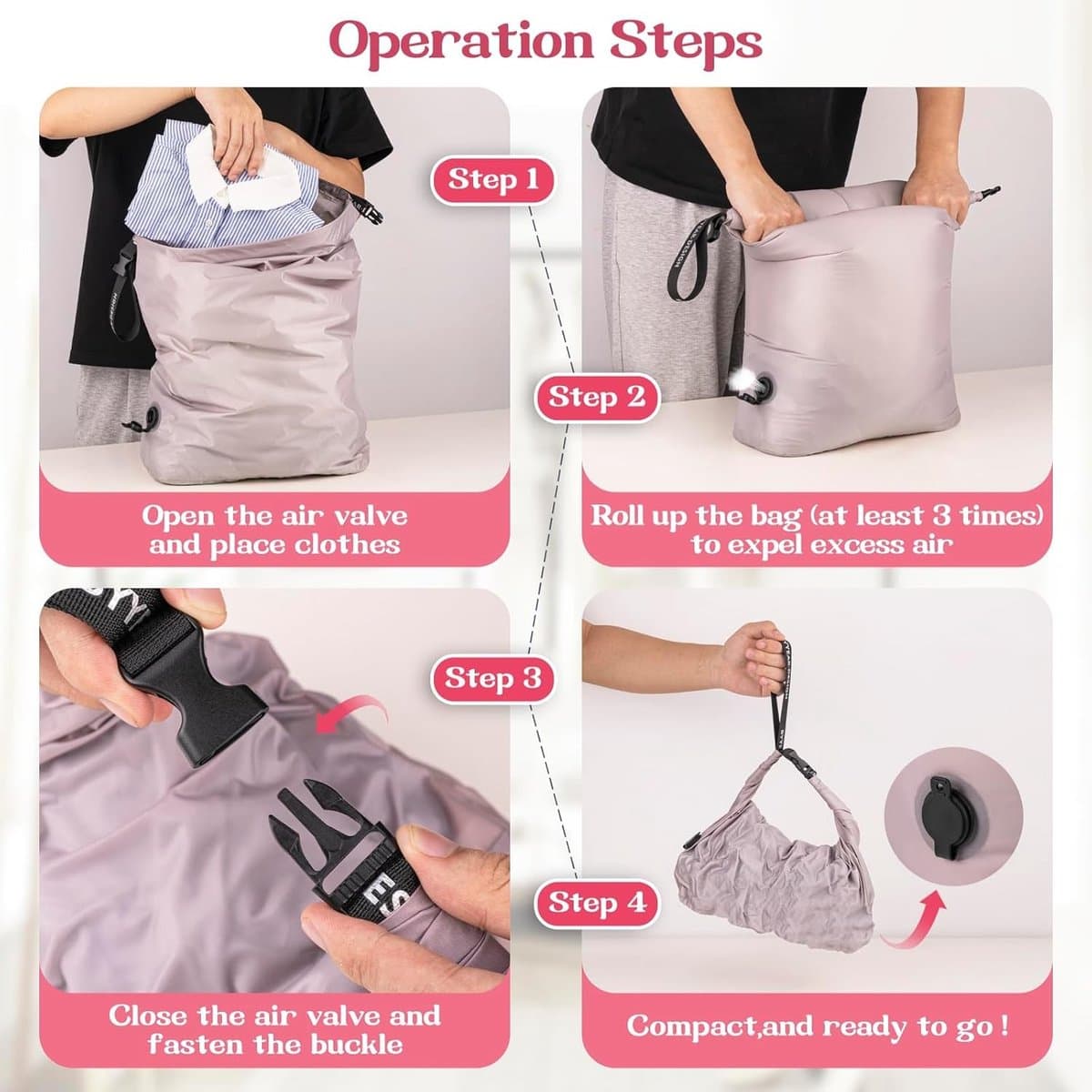 Reiswaszak - Paars - Waterdichte Compressiezak - Ruimtebesparende Organizer voor Vuile Kleding — afbeelding 1