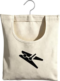 Wasknijperzak - Wit - 32 x 28 cm - Katoenen Canvas met Draaibare Haak - Voor Wasknijpers en Huishoudelijke Artikelen — thumbnail 1