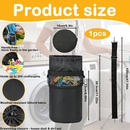 Wasknijperzak met Schouderriem - Blauw - 22 x 15 cm - Handsfree Organizer voor Waslijn en Tuin — thumbnail 3