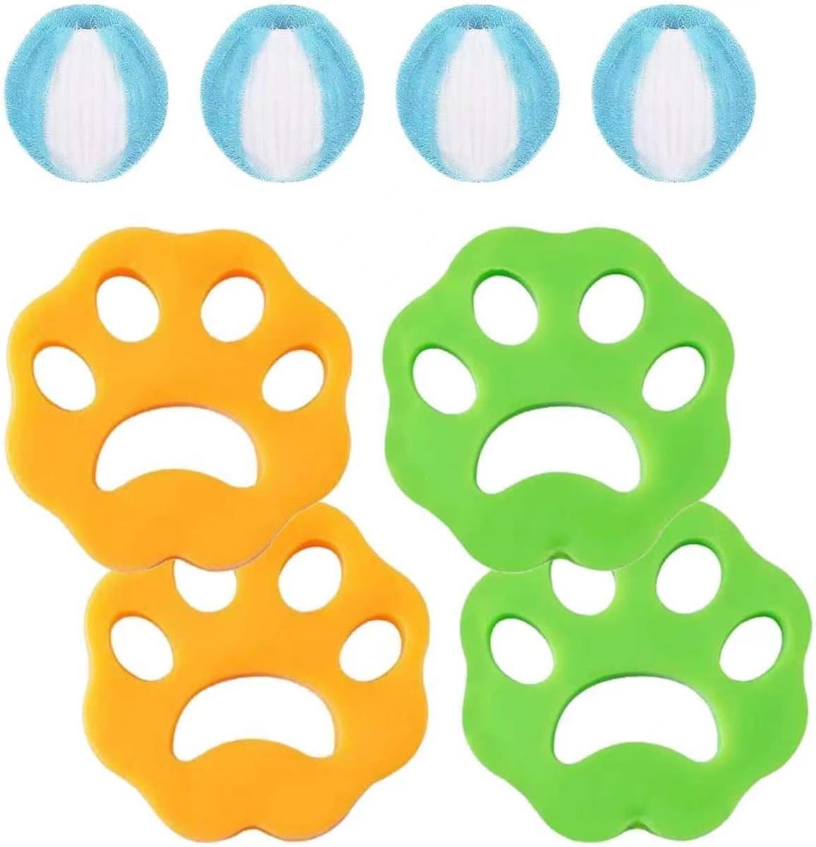 SnelShoppen - Hair Catcher voor Wasmachine, 8 Stuks, Herbruikbaar, 4 x Anti-Haar Ballen en 4 x Wasballen, Verwijdert Dierhaar van Honden en Katten, Vo — afbeelding 1