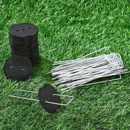 SnelShoppen - Weed Cloth, U-vormige Grondankers, 50 Grondankers + 50 Bufferdiscs, Tuin, Groentetuin, 150 x 40 mm, Galvaniseerd, Sterk en Duurzaam — thumbnail 3