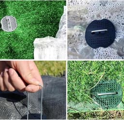 Stevige grondankers met herbruikbare U-vormige pennen, 50 stuks met 50 bufferdiscs, ideaal voor tuin en stabiliteit, roestbestendig en perfect voor onkruidbestrijding, 15 x 4 cm, diameter 2.5 mm — thumbnail 2