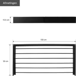 SnelShoppen - KROMS Wanddroogrek Zwart 100 cm - 6m Drooglengte - Incl. Boormal - Inklapbaar Wasrek voor Muur en Hangend Gebruik - Ideaal voor Thuis, C — thumbnail 1
