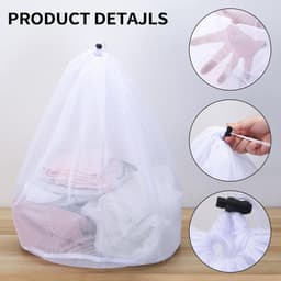 Dailygoods- Waszakken - 3 Stuks - Delicate Waszakken - Herbruikbare Waszak - Waszakken voor Kleding - Waszakken met Trekkoord - 2 Kleine (30 x 40 cm) en 1 Groot (50 cm) — thumbnail 2