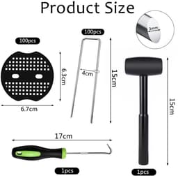 Dailygoods- Onkruiddoek Set - 100 Grondpennen 150x40x3mm - 100 Sluitringen - Anti-Roest - Compleet Accessoireset - Voor Tuinen - Grondankers — thumbnail 2