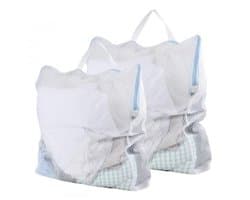 Dailygoods - Set van 4 draagbare, herbruikbare waszakken, wasmachinebestendig, ideaal voor reizen, ondergoed, handdoeken en sjaals, twee maten, blauw