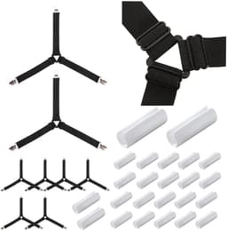 Dailygoods - Bedlakenhouders, set van 8 stuks, verstelbare bedbevestigingen, zwart, 24 stuks, dekbedovertrek, clips, wit, elastisch, voor laken, matras, strijkplank, bank — thumbnail 1