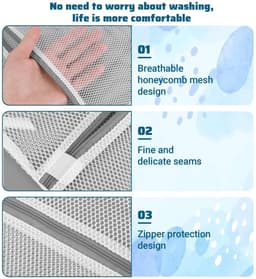 Dailygoods - 3 stuks kleine mesh waszakken voor delicate mini 40 x 30 cm duurzame lingerie zakken voor wassen delicate machine voor lingerie ondergoed sokken babykleding reizen 15,75 x 11,81 inch — thumbnail 4