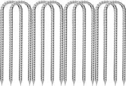 Dailygoods- Grondanker U-vormig 30 cm - Verzinkt Staal - Tentharingen - Grondpennen - Grondankers - 8 Stuks - Tentharing — thumbnail 1