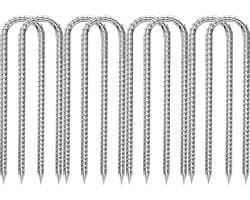 Dailygoods- Grondanker U-vormig 30 cm - Verzinkt Staal - Tentharingen - Grondpennen - Grondankers - 8 Stuks - Tentharing
