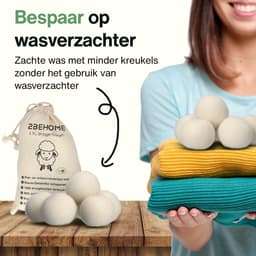 2BEHOME XL Drogerballen Voor Wasdrogers - 6 Stuks - Gemaakt van 100% Nieuw-Zeelandse Schapen Wol - Wasdrogerballen - Droogballen - Droger Ballen - Dryer Balls - Wit — thumbnail 4