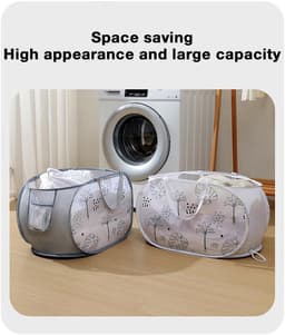 Dailygoods - Foldable Laundry Hamper 35x35x68 cm – Mesh Pop Up Laundry Basket with Cute Print, Portable Laundry Bin for Bathroom, Kids Room, Travel or Student Dorm (F) — thumbnail 2