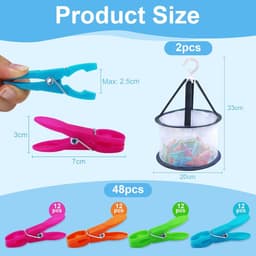 Wasknijpers Set - Kledingklemmen Mand - Kleding Drogen - Spoorloos Winddicht - 48 Stuks - Multicolor — thumbnail 2
