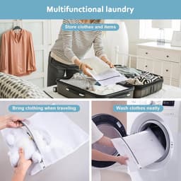 SnelShoppen - 3 Stuks Fijne Wasnetten, Reusable Mesh Laundry Bags voor Kleding, Jassen, Laken, Lingerie, Met Verborgen Rits, Bescherming voor Wasmachi — thumbnail 5