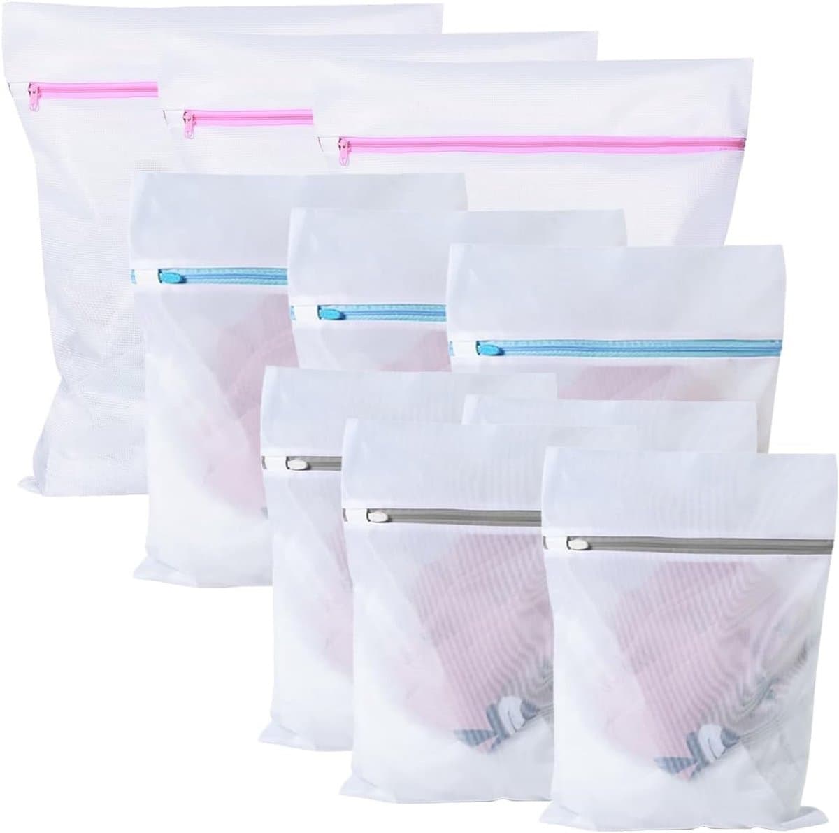 10 Stuks Wasnetten, Duurzame Mesh Waszakken in 3 Maten voor de Wasmachine, Ideaal voor Delicate Was, T-Shirts, Jassen en Baby Kleding — afbeelding 1