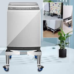 Wasmachinestandaard Basis - Koelkast Wasdroger Voetstuk - Apparaten Verhoging - Anti-vibratie Demping - 42-68cm Verstelbaar - Wit — thumbnail 5