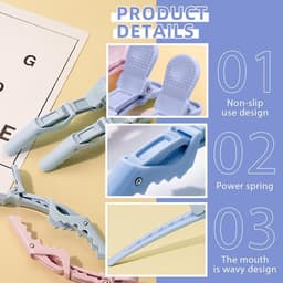 Haarspelden Krokodil - Sectie Clips - Haar Styling - Lichtgewicht Kunststof - 11 x 1.6 cm - Roze en Blauw — thumbnail 3