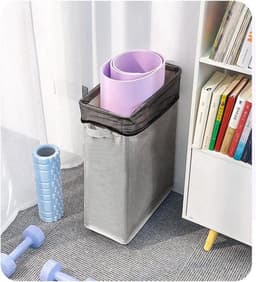 Wasmand met Handvatten - 4 Wielen - Stevige 600D Oxford Stof - Organiser Tas voor Diverse Items in Huis en Kantoor - Donkergrijs — thumbnail 3
