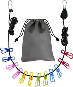 Reis Kledinglijn - Waslijn Camping - Kleding Drogen - Reflecterend Winddicht - 4 meter - Zwart — thumbnail 1