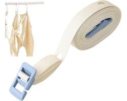 Waslijn Buitengebruik - Verstelbare Droogkabel - Kleding Drogen - Windbestendig Ophangsysteem - 3.5 Meter Lengte - Crèmekleurig
