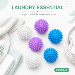 Wasballen voor wasmachine - 6 stuks - herbruikbare droogballen - optimaliseert droogprocessen - ShopVlot — thumbnail 3