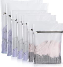 Wasnetjes met ritssluiting - 7-delige set (S, M, L) - Polyester waszakken voor fijne was - Voor bescherming van kleding — thumbnail 1