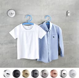 Intrekbare waslijn roestvrij staal Heavy Duty 9 voet (MAX) om op te hangen drogen in badkamer wasserette hotels, chroom afwerking, ronde stijl (rond B, zwart) — thumbnail 3