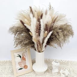 115 stuks gedroogd pampagras voor boho huisdecoratie, gemengd droog bloemenboeket voor bruiloften en feesten, pampabloemstukken, rustieke boerderijdecoratie — thumbnail 4