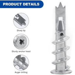 60 Stuks Gipsplaatpluggen, Gipsplaatpluggen met 60 Stuks Schroeven, Gipsplaatpluggen, Pluggen voor Gipsplaat, voor Bevestiging In Stenen, Beton, Gipsplaat — thumbnail 5