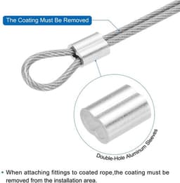 - Kabel - 30 m - Voor het ophangen van lampen en decoraties - Groen - Geschikt voor tuin en feesten - Inclusief 10 aluminium sleeves — thumbnail 2