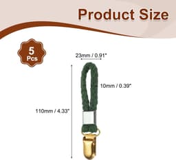 Dailygoods - Set van 5 Gevlochten Theedoekclips - Groen met Gouden Klem — thumbnail 3