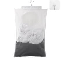 Dailygoods - Duurzame waszak - Op te hangen wasmand - Doorzichtige mesh-polyester - Wit - Zelfklevende haken - Perfect voor organisatie - Ideaal voor...