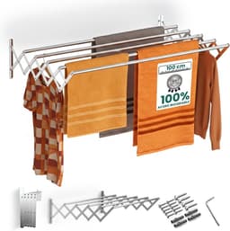 Waslijn uittrekbaar - Roestvrij staal - 80 cm - Inklapbaar Wandwasrek voor Binnen en Buiten — thumbnail 1