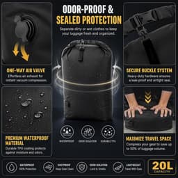 compressie-waszak, 20 l, waterdichte opbergzak met kliksluiting, natte zak, droogzak, ruimtebesparende reisorganizer voor reizen, zwemmen, wandelen en kamperen — thumbnail 4