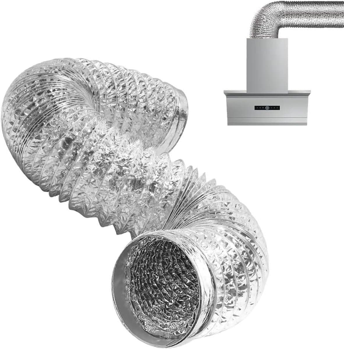 Afvoerslang Aluminium - Flexibele Slang Ventilatiebuis - Lucht Afvoeren - Dubbelwandig Folie - 100 mm x 2 m - Zilver — afbeelding 1