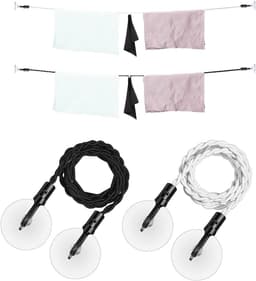 Draagbaar Touw - Waslijn - Kleding Drogen - Intrekbaar en Verstelbaar - 2.8 Meter - Zwart Wit — thumbnail 5