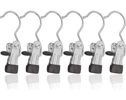 Wasknijpers Haken - Kledinghangers Clips - Kleding Drogen - Roestvrij Staal - 12 Stuks - Zwart