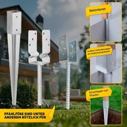 Paaldrager - Paalanker Grondanker - Terrassen Hekken Bouwen - Verzinkt Staal - 51 x 600 mm - Zilver — thumbnail 3
