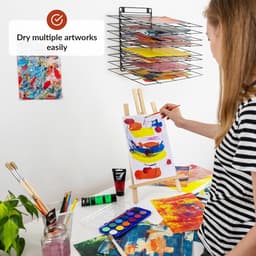 Kunst Droogrek Voor Klaslokaal | Klein Ophangbaar Verf Droogrek | 8 Verwijderbare Planken | Canvas Kunstopslag Met Schroeven | Stapel Voor Schilderijen, Tekeningen En Meer — thumbnail 5