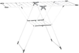 Droogrek Inklapbaar 1,565 M Drooglengte Met 2 Niveaus Verstelbare Vleugels Metaal Wit Voor Kleding En Broeken 15 Kg Draagvermogen — thumbnail 4