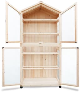 SnelShoppen - Droogkast voor Ham, Gedroogde Vruchten en Kruiden - Natuurlijke Hout - 86x50x165 cm - 8 Ronde Stangen - Insectenbestendig - Hoogteverste — thumbnail 4