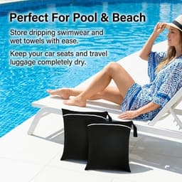 Waterdichte waszak met ritssluiting - 2 stuks herbruikbare natte zakken voor zwemkleding, strandhanddoeken en sportkleding — thumbnail 2