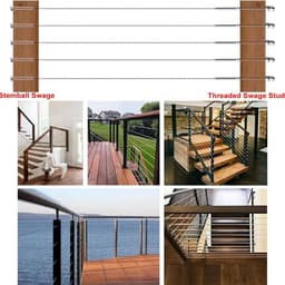 SnelShoppen - 10-delige kabelrail systeem met draadbout bevestiging voor 1/8 inch kabel - RVS kabelspanner voor balkon, tuin en terras — thumbnail 2
