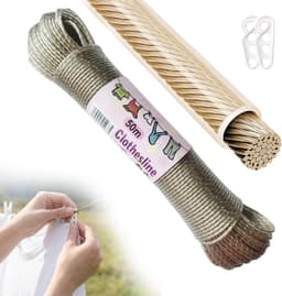 SnelShoppen - 50 m waslijn met staal kern - buitengebruik - zeer sterk - draagkracht 150 kg - roestvrij en waterdicht - voor tuin en buitengebruik (br — thumbnail 1