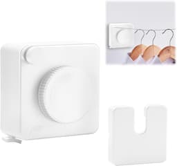 SnelShoppen - Retractable Uittrekbare Kledinglijn met 4.8m Stalen Kabel voor Badkamer, Keuken, Tuin, Balkon - Wit - Duurzaam en Sterk — thumbnail 1
