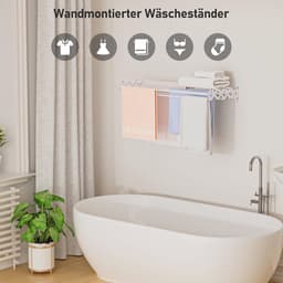 Uittrekbaar wandwasrek voor binnen en buiten - ruimtebesparend droogrek voor bijkeuken, badkamer en balkon (80 cm) — thumbnail 4