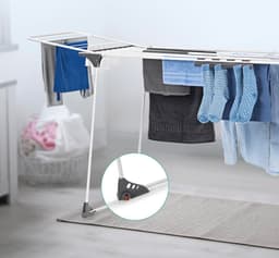 Ruimtebesparend XXL Vleugeldroogrek met Wielen tot 260 cm - 25 Meter Drooglengte voor 2-3 Wasbeurten — thumbnail 2