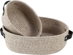 Kleine Geweven Mand Met Handvat Katoen - Ovale Touw Manden Kamer Opslag - Kat Mand Weinig Organizer Bins Boho - Wasmand Kinderkamer Voor Baby Hond Speelgoed - Geschenken - 2Pack — thumbnail 1
