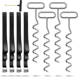 Grondankers voor trampoline - set van 4 stuks met verstelbare riem - voor trampoline, schommel, paviljoen — thumbnail 1
