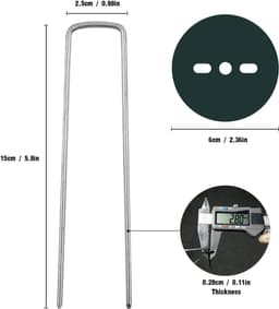 40 tuinharingen met ringen - verzinkt staal - bachen bevestiging - mulchcanvas - 150 mm lang - 25 mm breed - 28 mm diameter — thumbnail 2